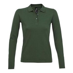 SOLS Womens/Ladies Perfect Pique Long-Sleeved Polo Shirt / Bottle Green